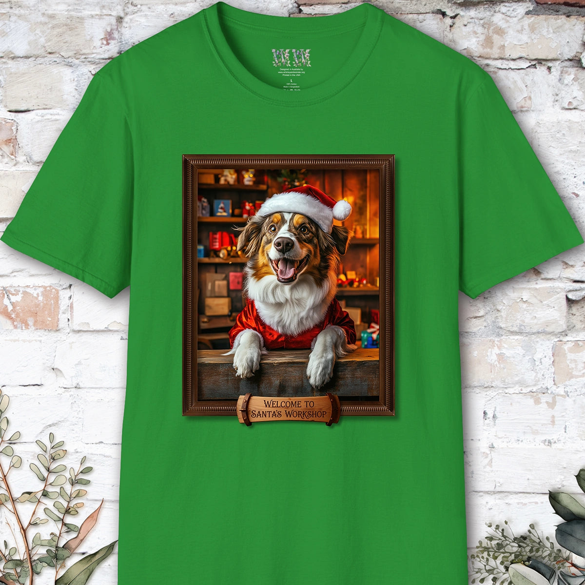 Australian Shepherd Santa's Workshop Unisex T shirt