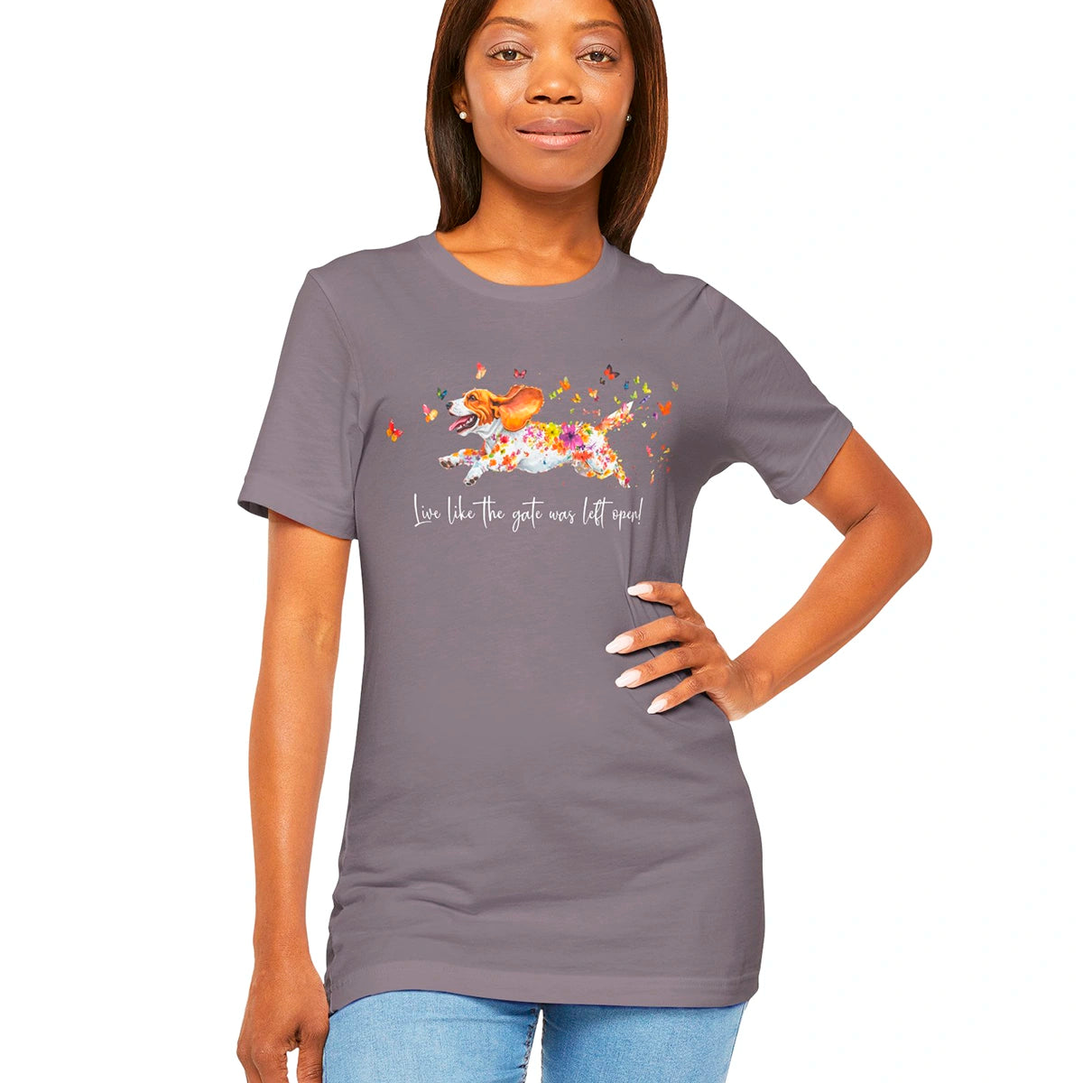 Basset Hound #2 "Live like the gate was left open" Unisex T shirt