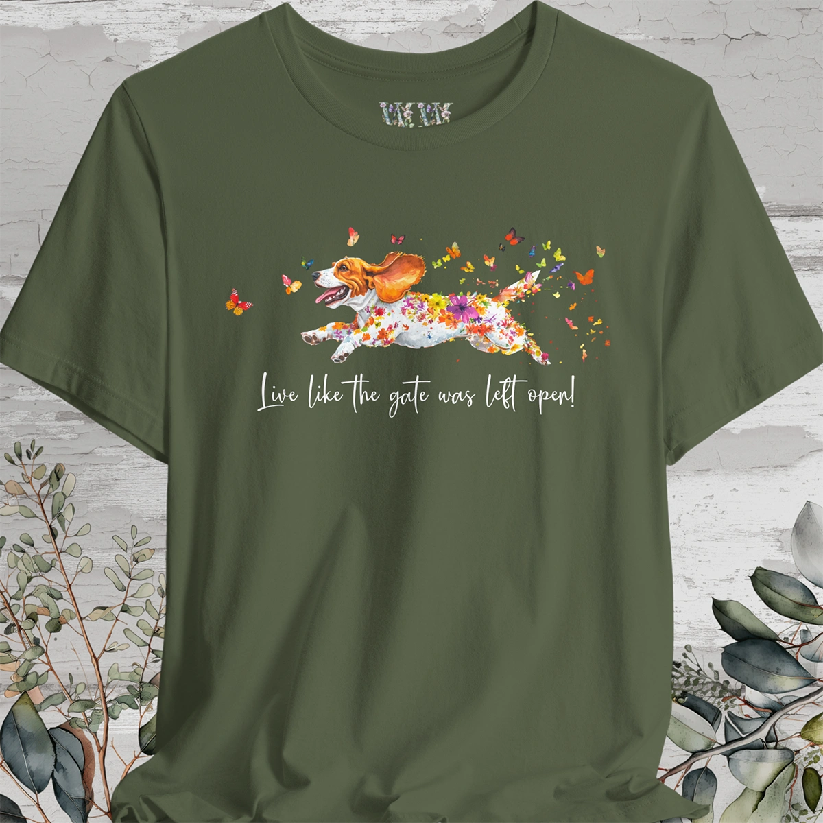 Basset Hound #2 "Live like the gate was left open" Unisex T shirt