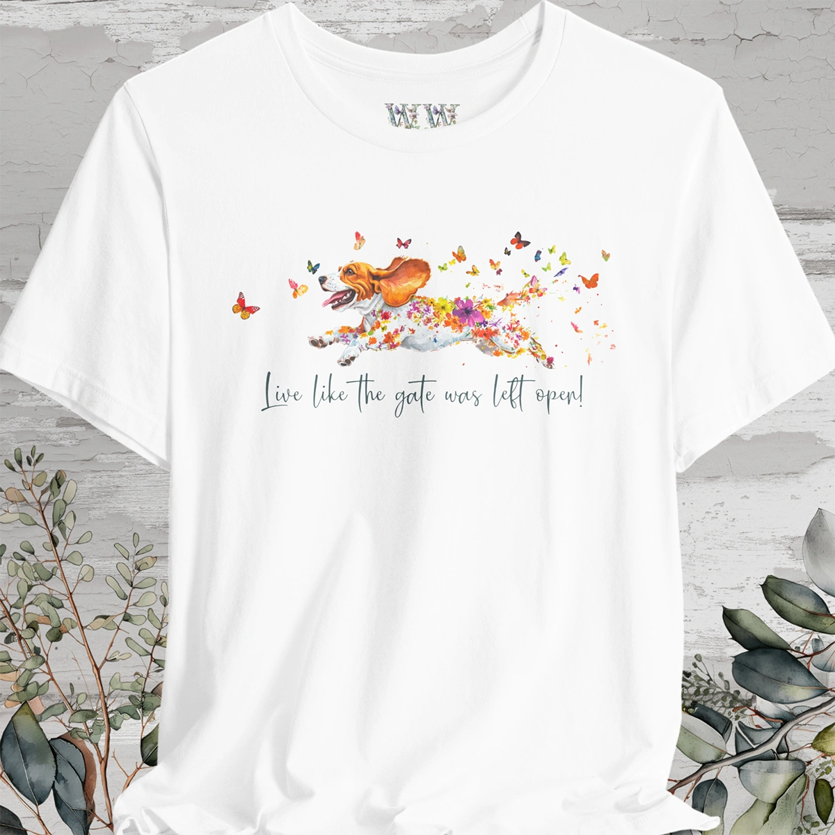 Basset Hound #2 "Live like the gate was left open" Unisex T shirt