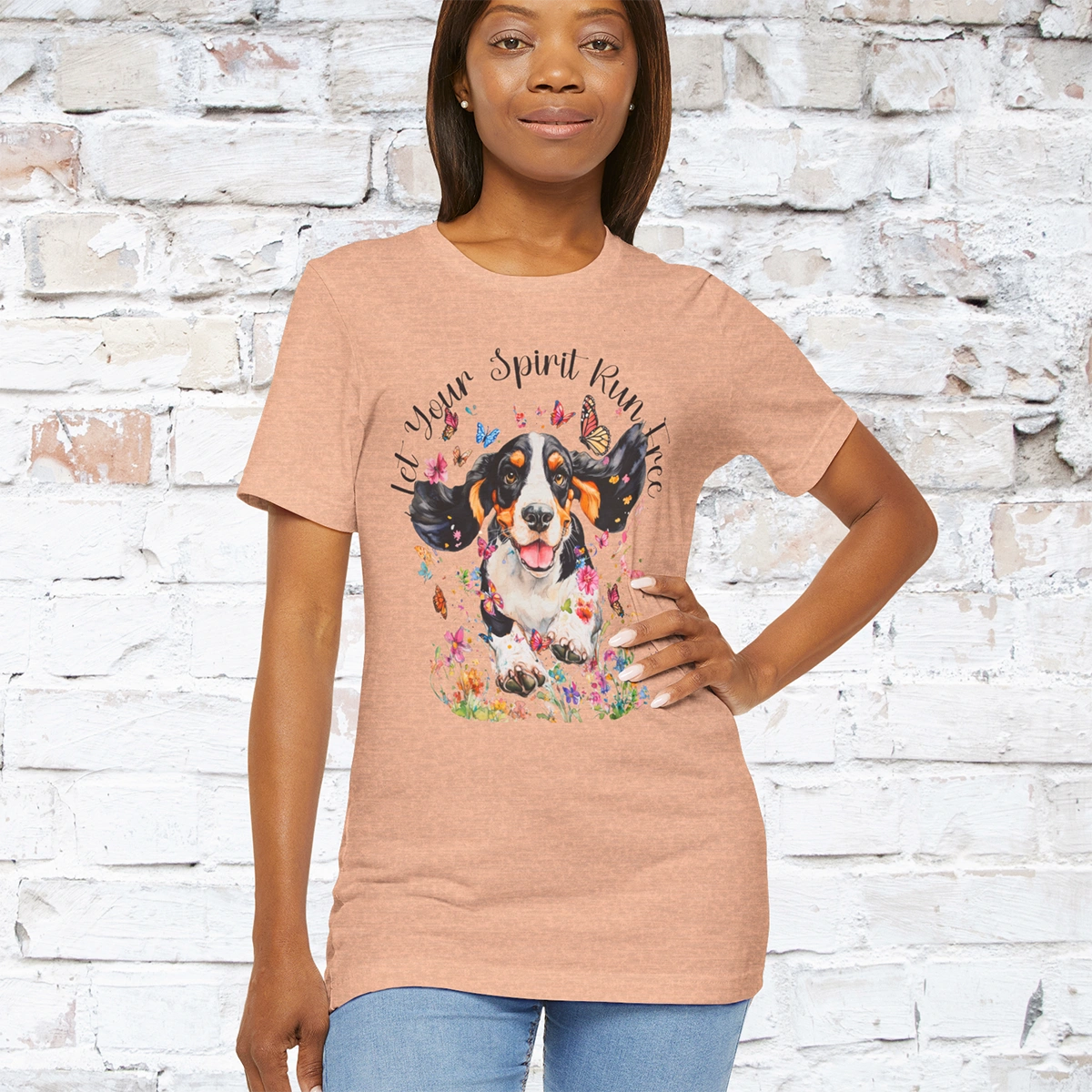 Basset Hound 'Let your spirit run free' Unisex T shirt