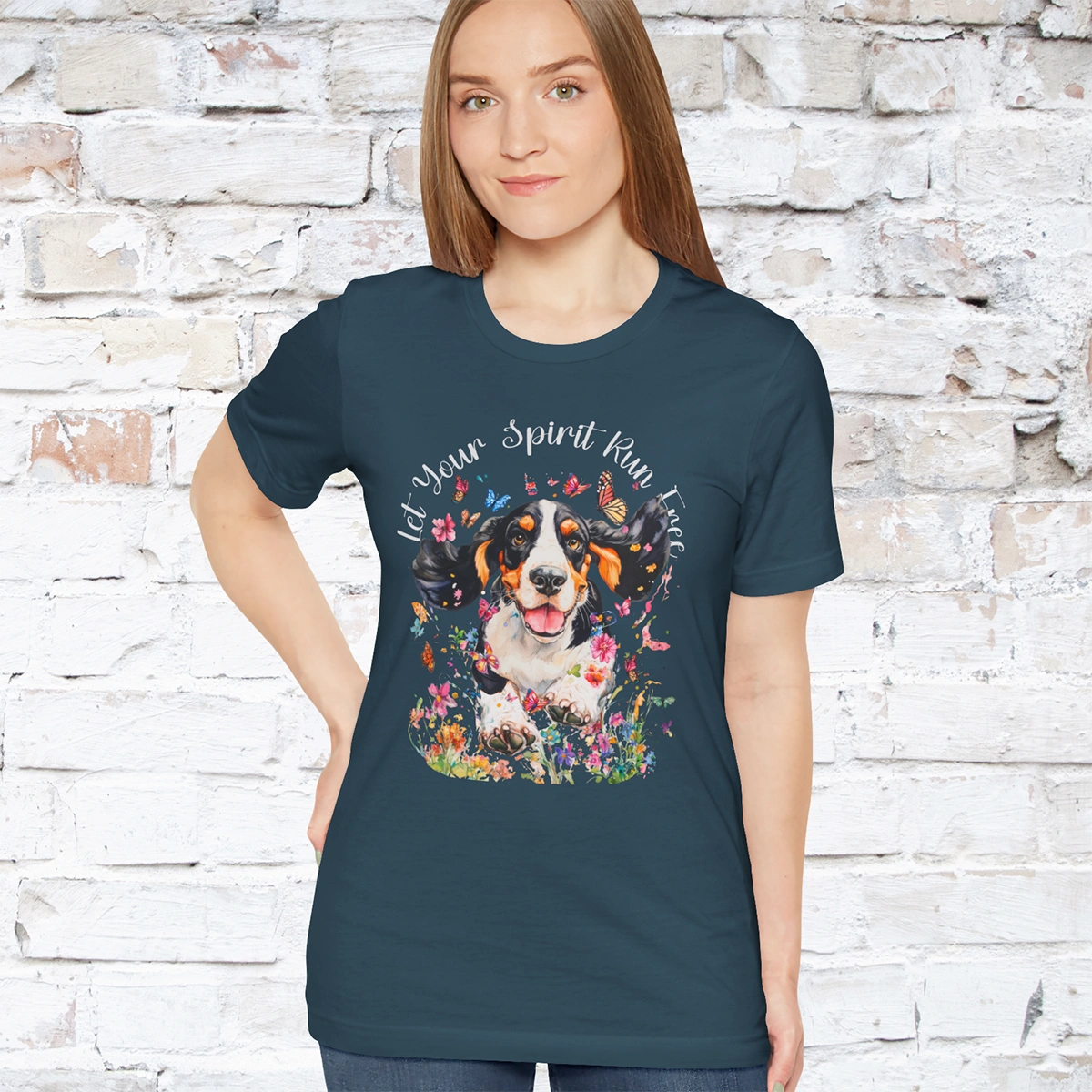 Basset Hound 'Let your spirit run free' Unisex T shirt