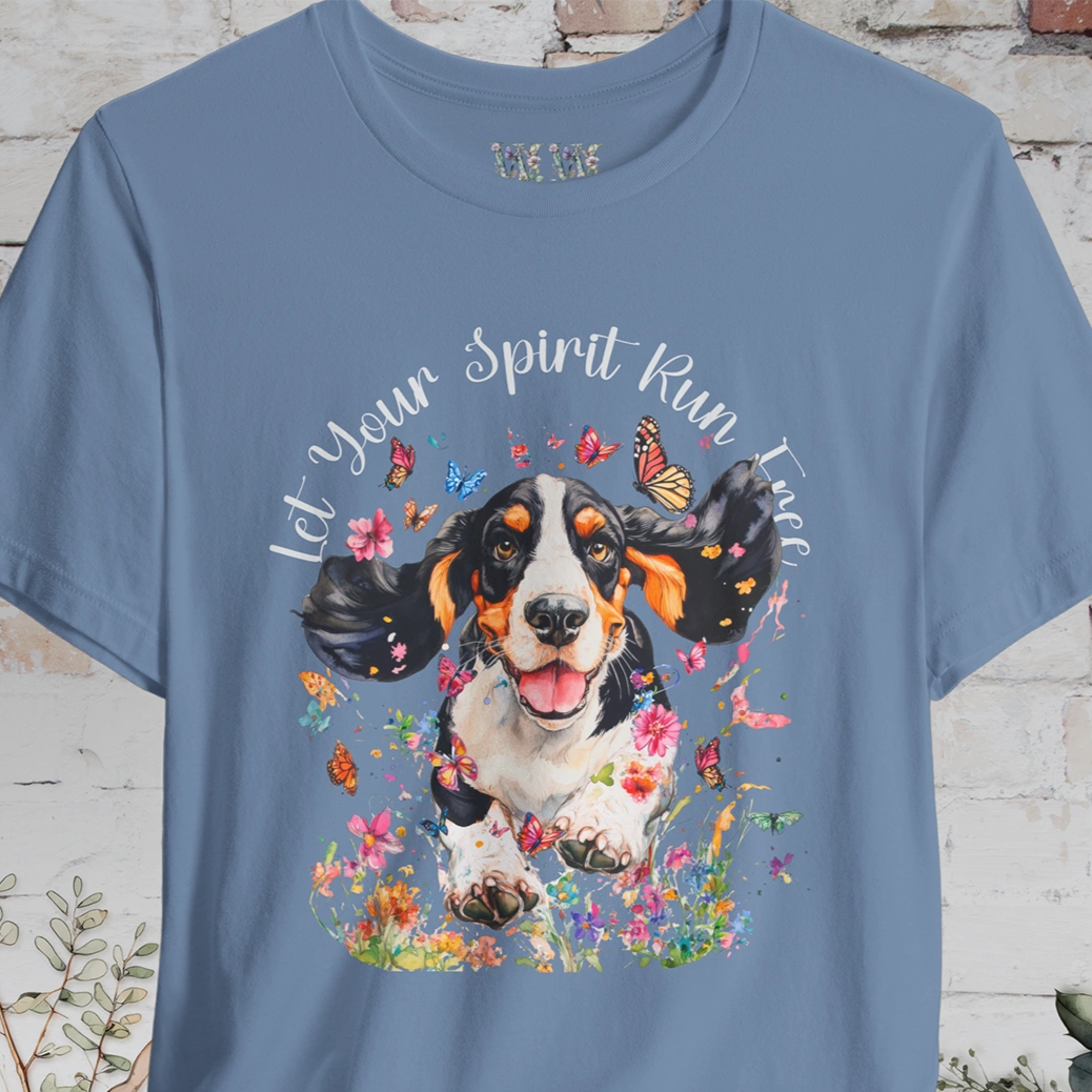 Basset Hound 'Let your spirit run free' Unisex T shirt