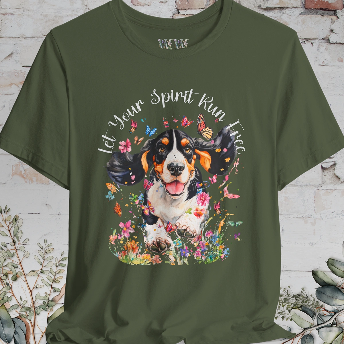 Basset Hound 'Let your spirit run free' #2 Unisex T shirt