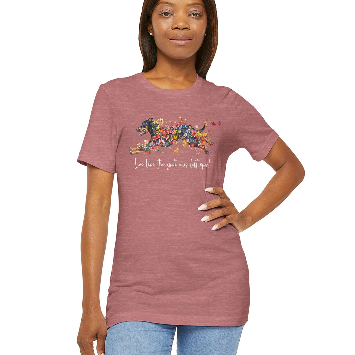 Beauceron "Live like the gate was left open" Unisex T shirt