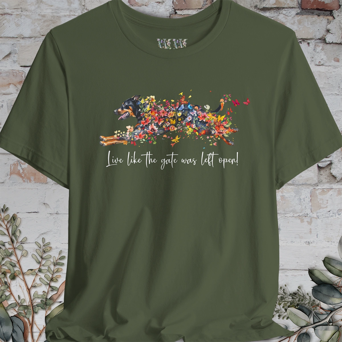 Beauceron "Live like the gate was left open" Unisex T shirt