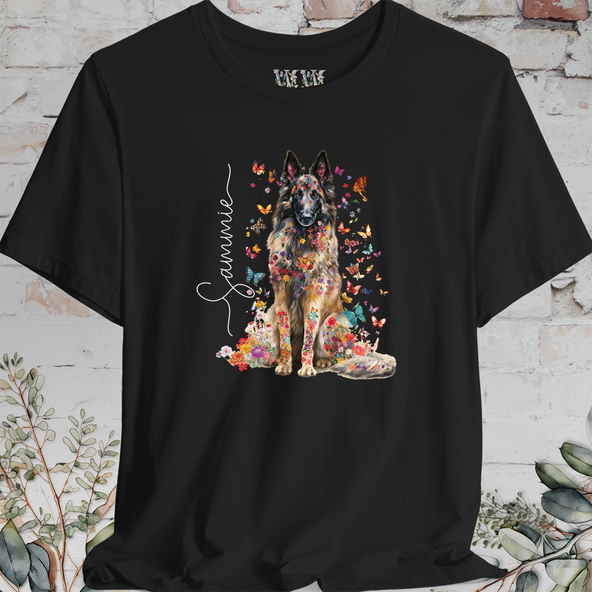 Belgian Tervuren #2 Floral Personalized T shirt