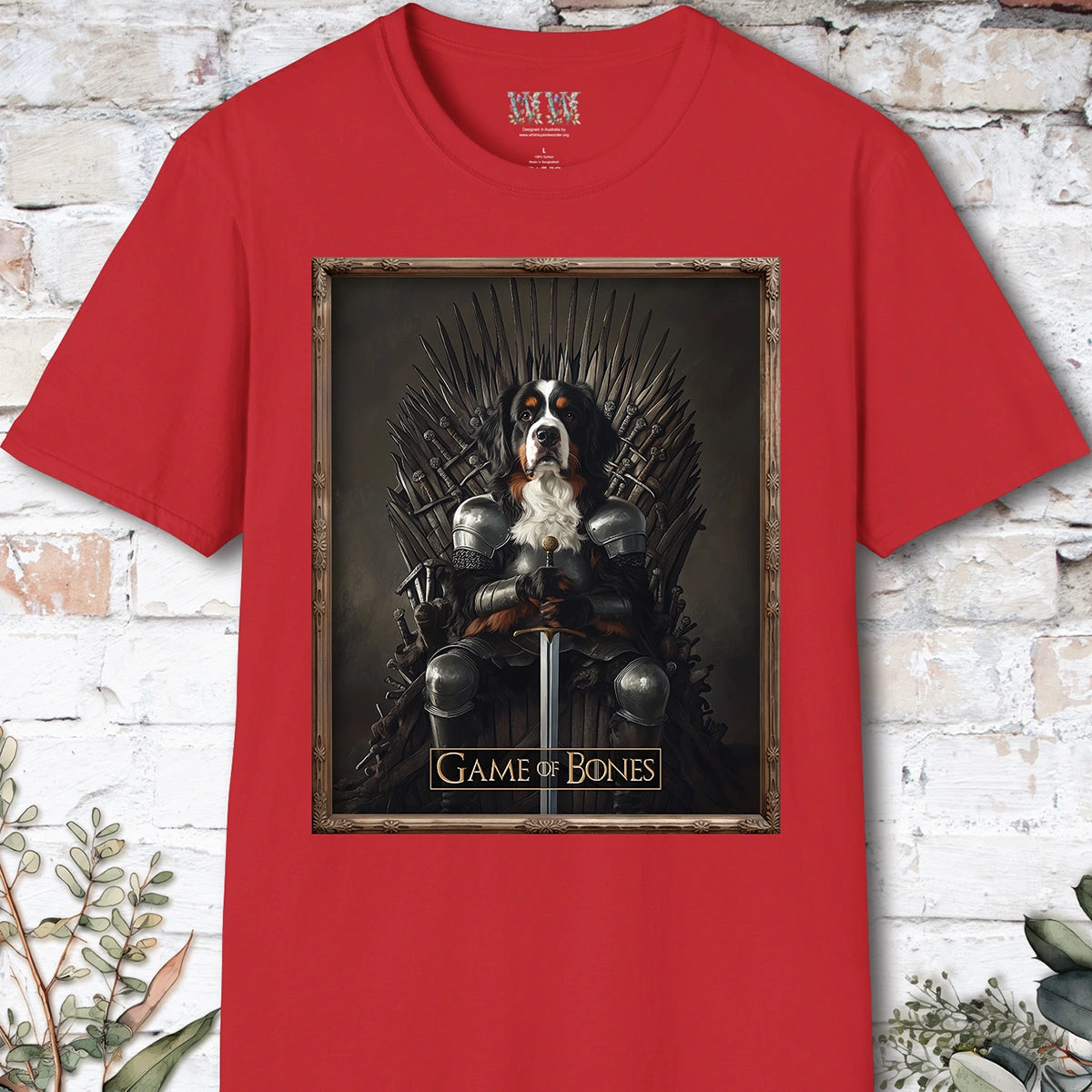 Bernese Mountain Dog Game of Bones, Unisex T shirt