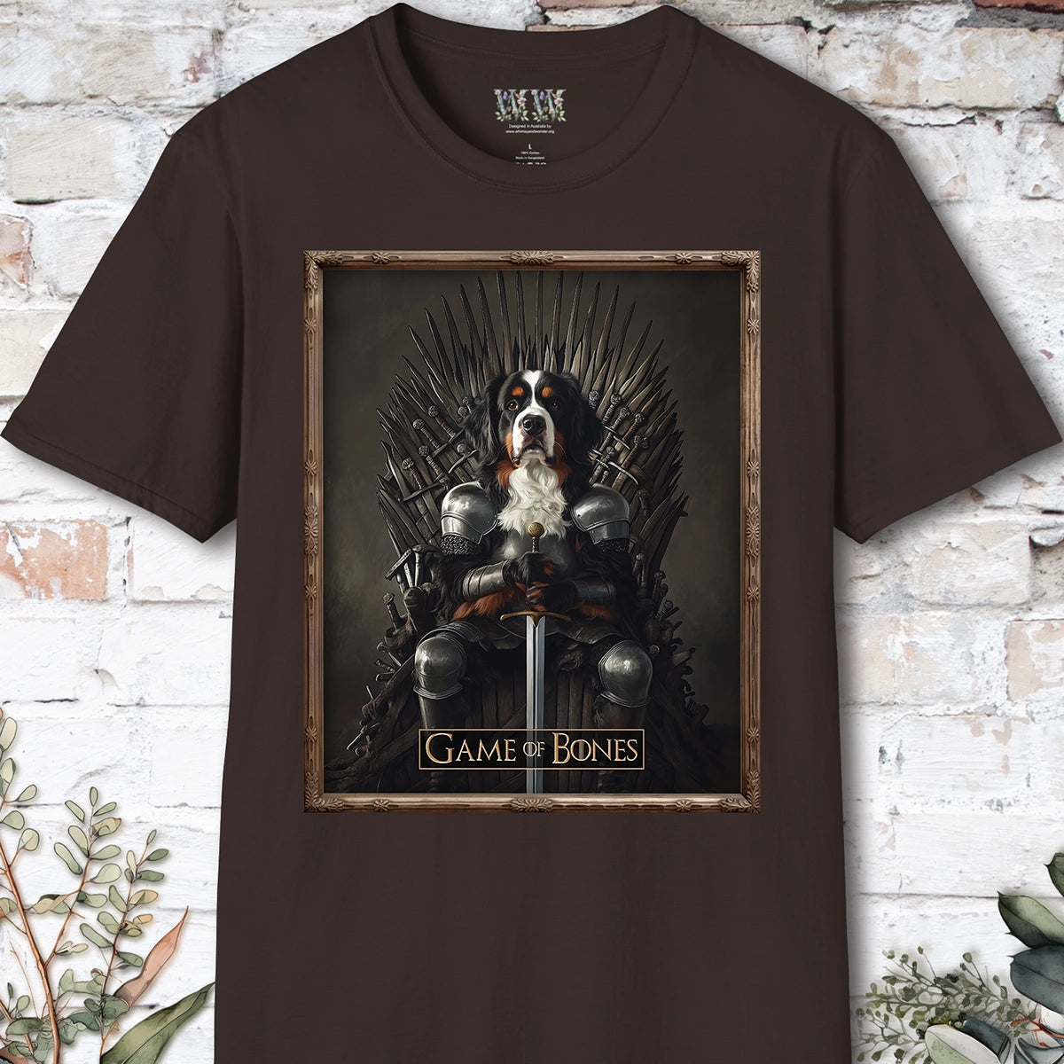 Bernese Mountain Dog Game of Bones, Unisex T shirt