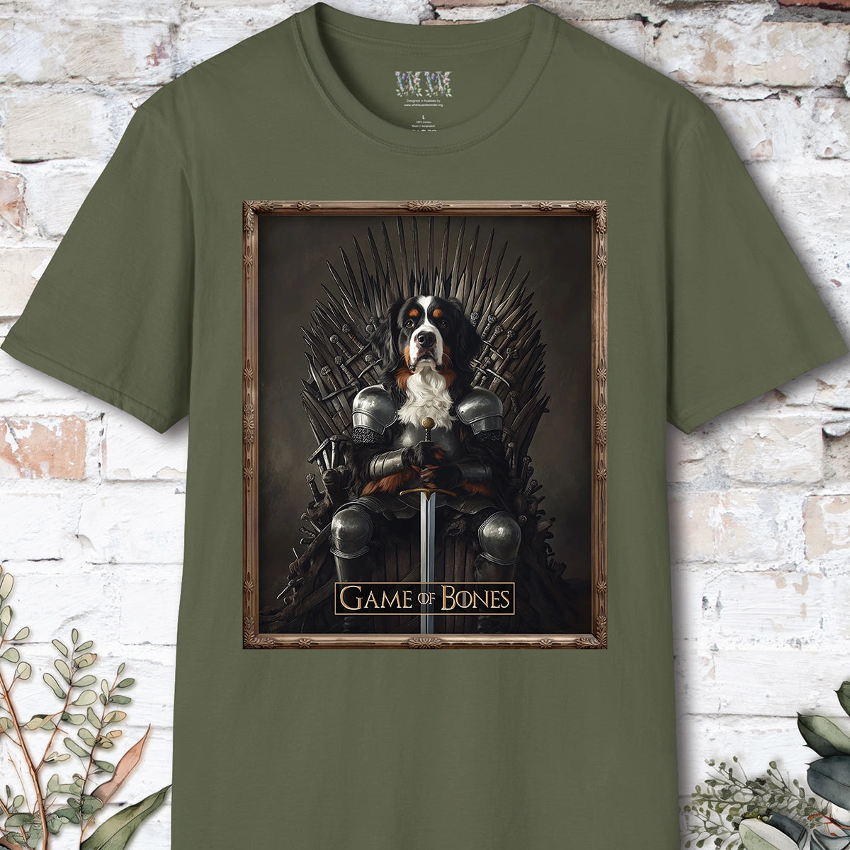 Bernese Mountain Dog Game of Bones, Unisex T shirt