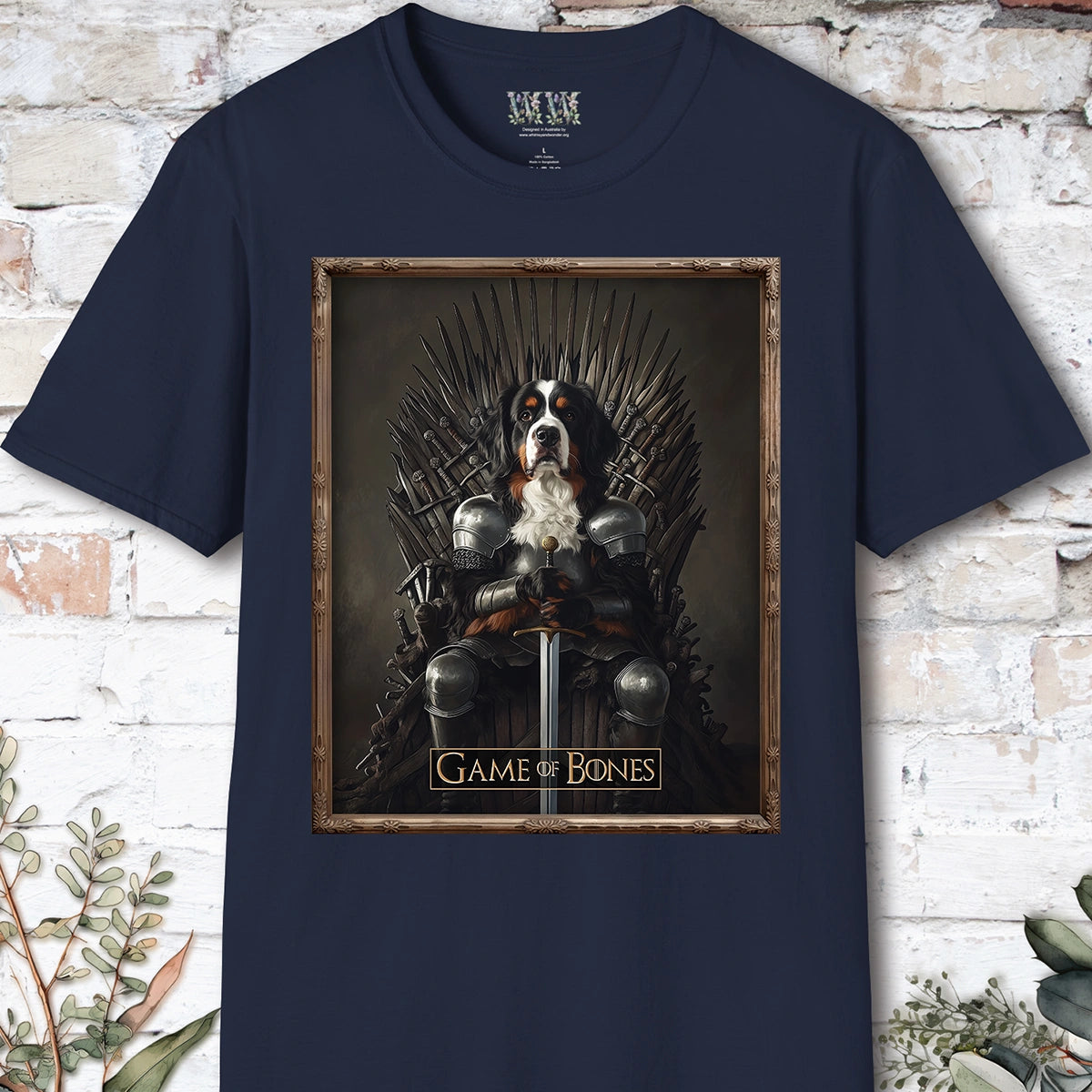 Bernese Mountain Dog Game of Bones, Unisex T shirt