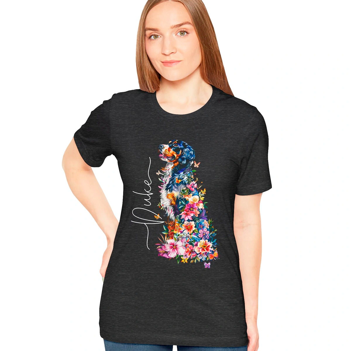 Bernese Mountain Dog Floral Personalized T shirt
