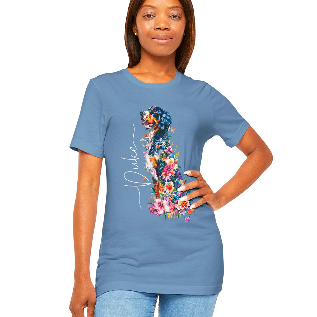 Bernese Mountain Dog Floral Personalized T shirt