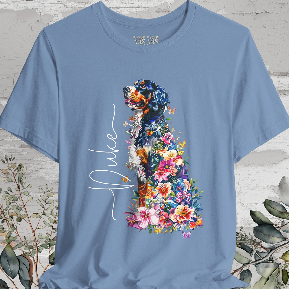 Bernese Mountain Dog Floral Personalized T shirt