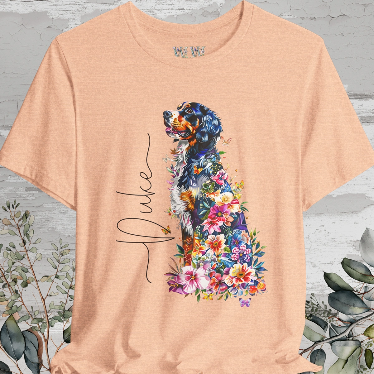 Bernese Mountain Dog Floral Personalized T shirt