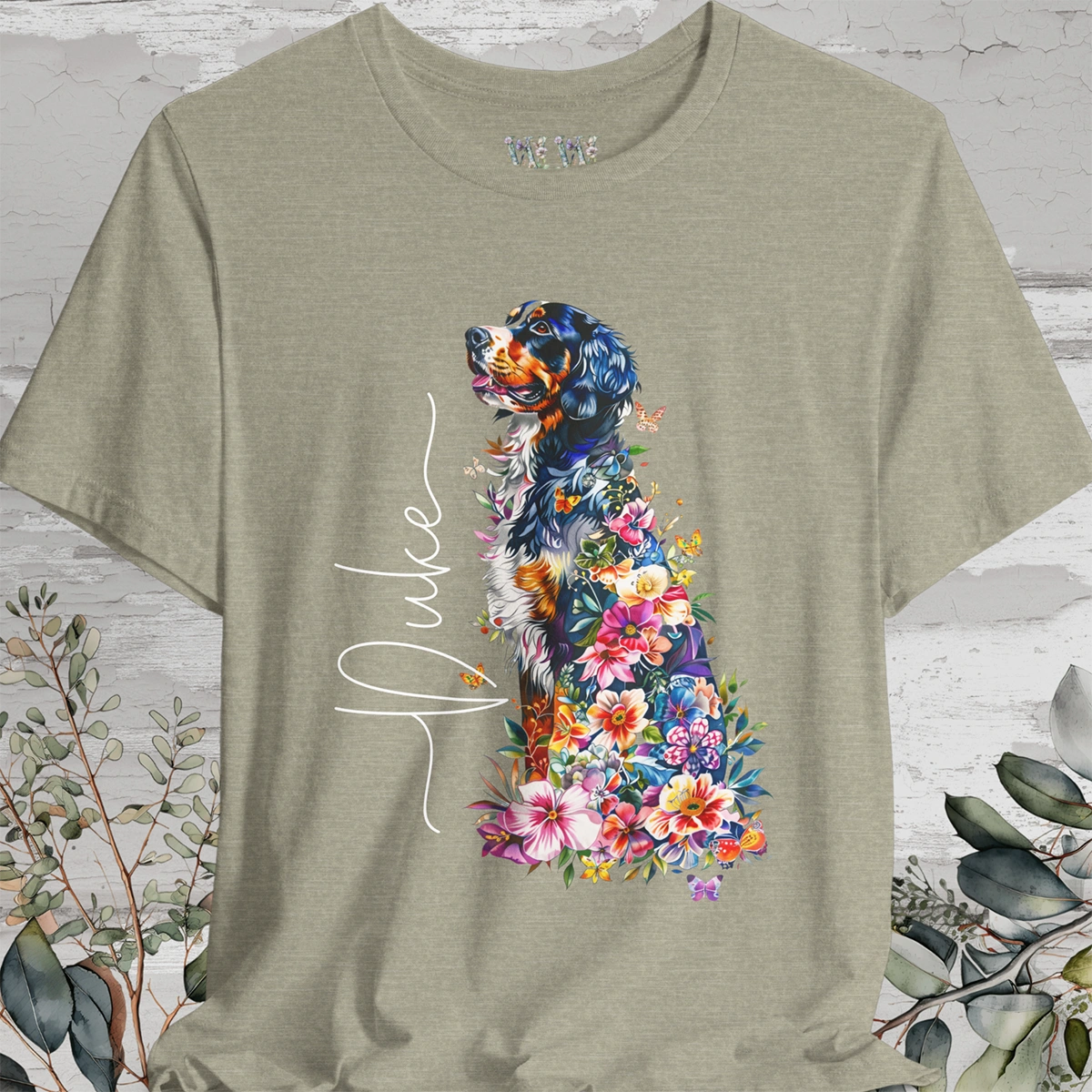 Bernese Mountain Dog Floral Personalized T shirt
