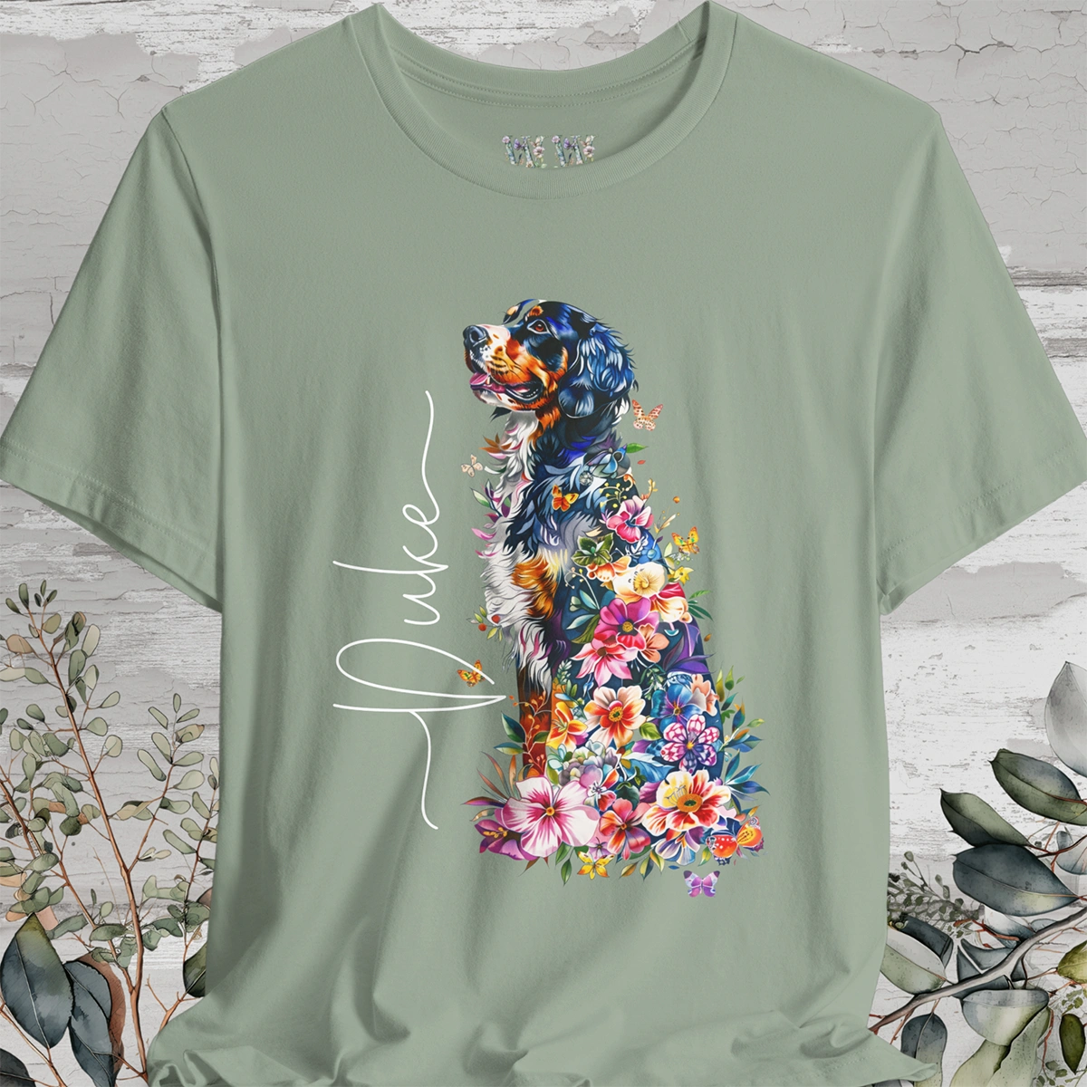 Bernese Mountain Dog Floral Personalized T shirt