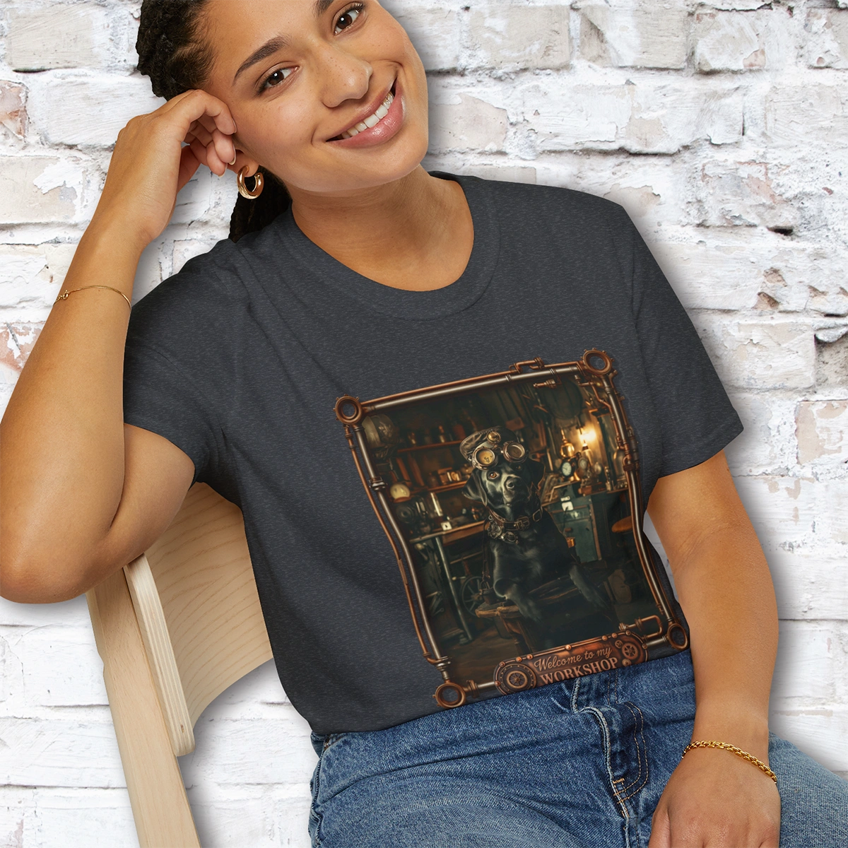 Steampunk Black Labrador Unisex T shirt