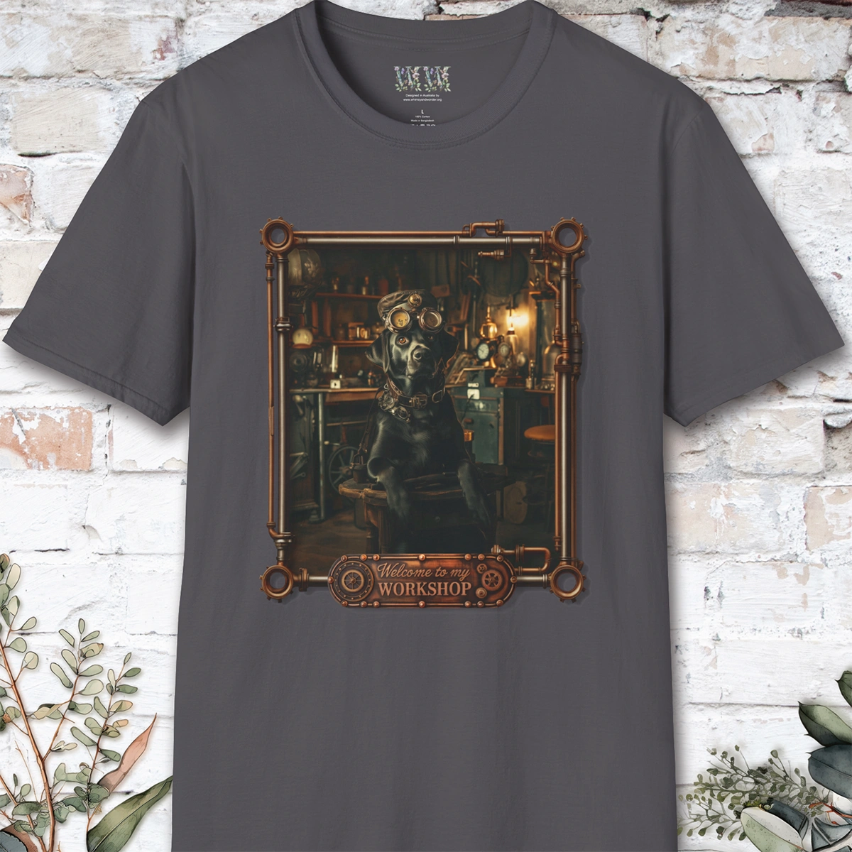 Steampunk Black Labrador Unisex T shirt