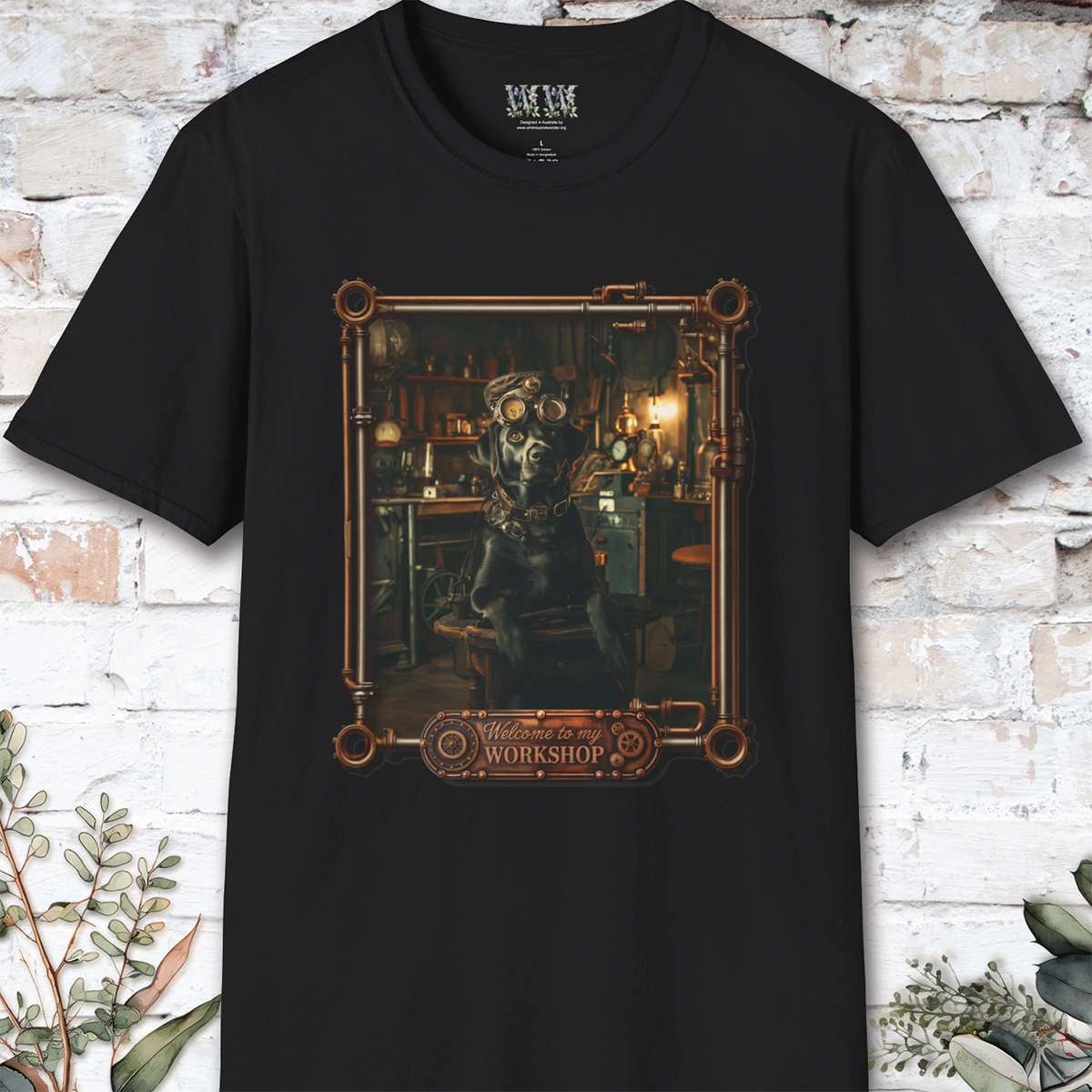 Steampunk Black Labrador Unisex T shirt