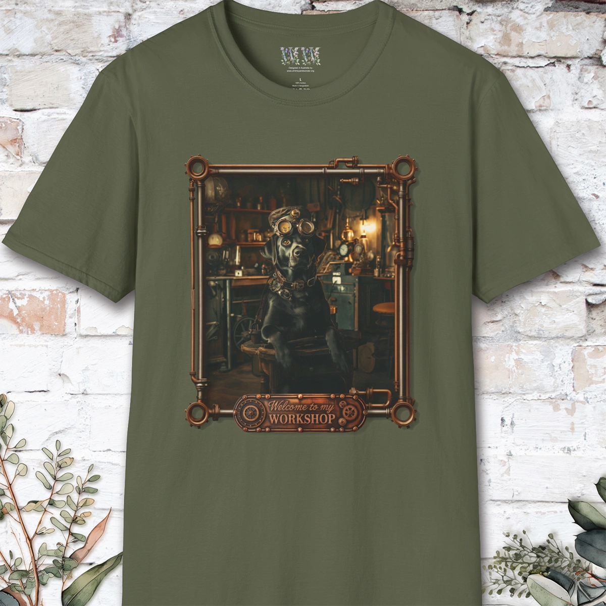 Steampunk Black Labrador Unisex T shirt