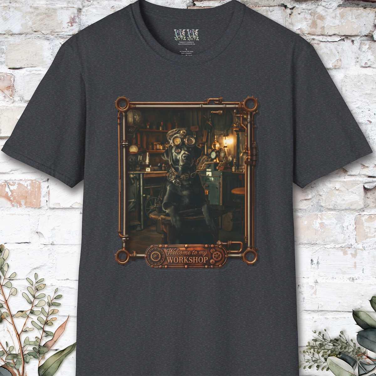 Steampunk Black Labrador Unisex T shirt