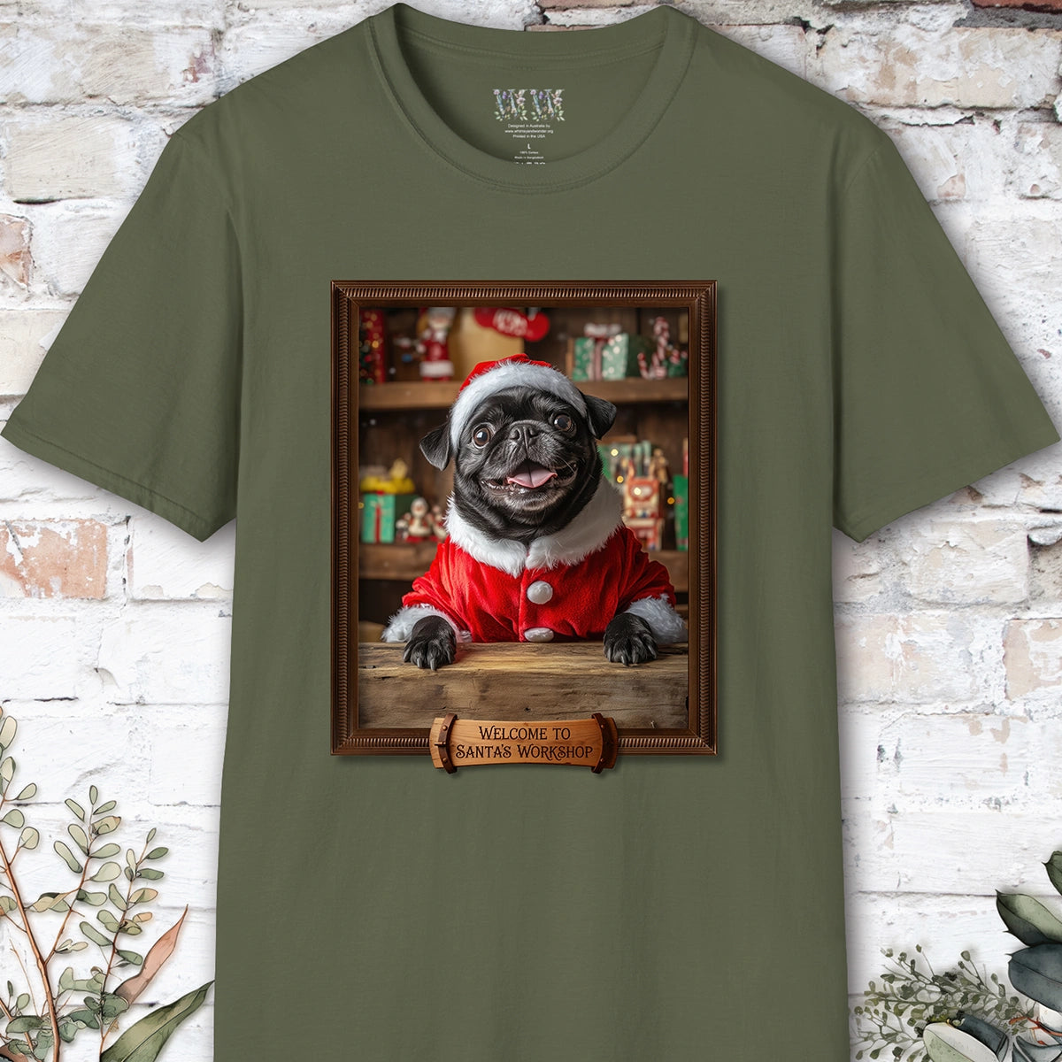 Pug #1 Santa's Workshop Unisex T shirt