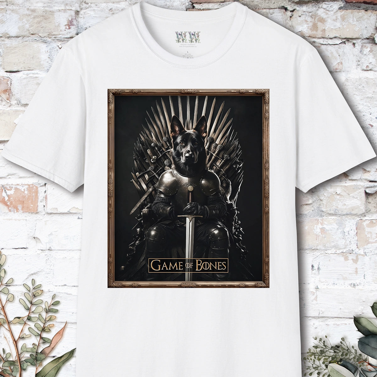 Black German Shepherd Game of Bones, Unisex T shirt