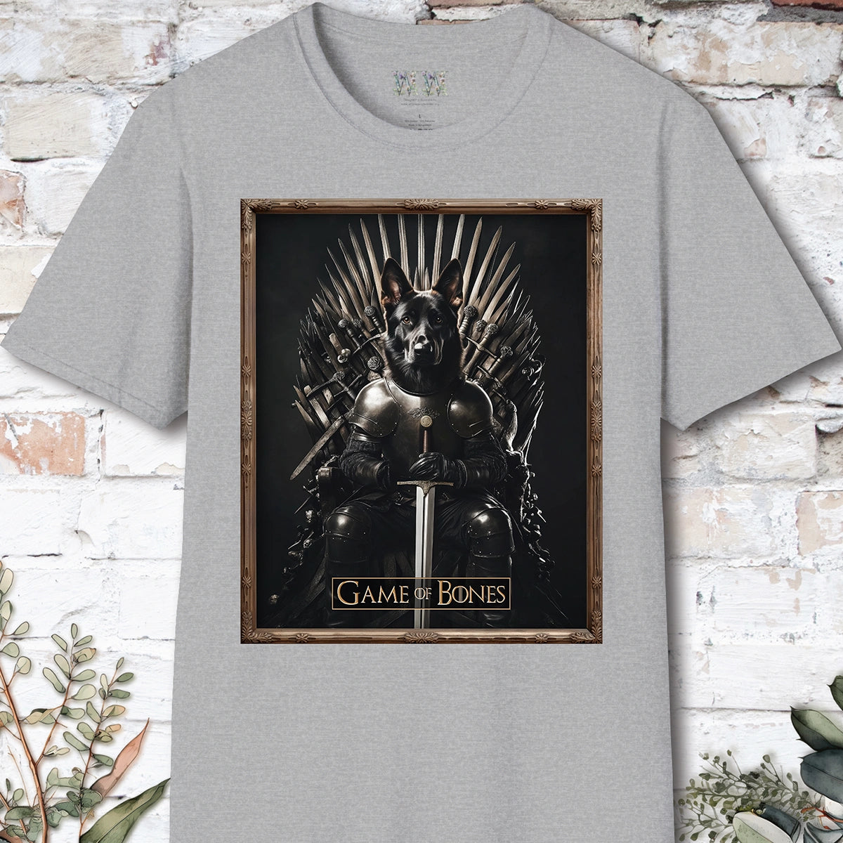 Black German Shepherd Game of Bones, Unisex T shirt