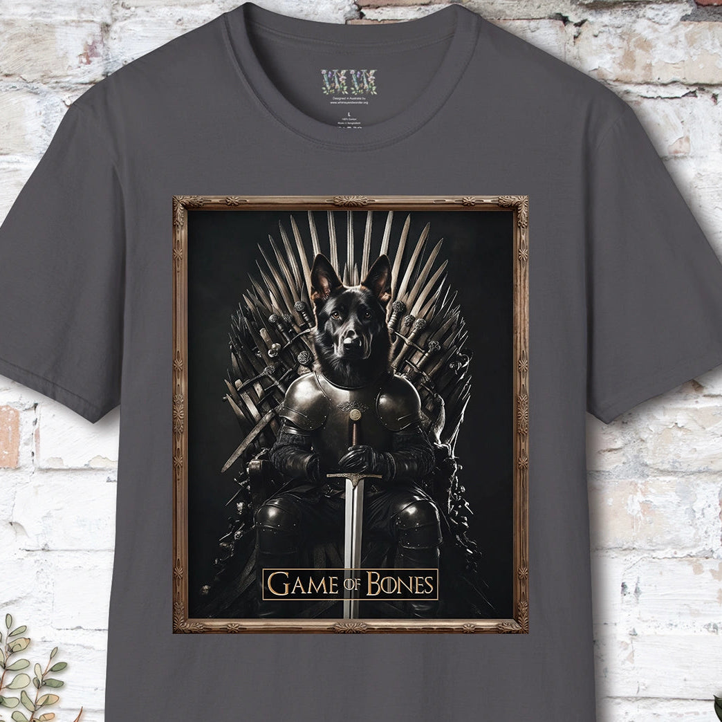 Black German Shepherd Game of Bones, Unisex T shirt