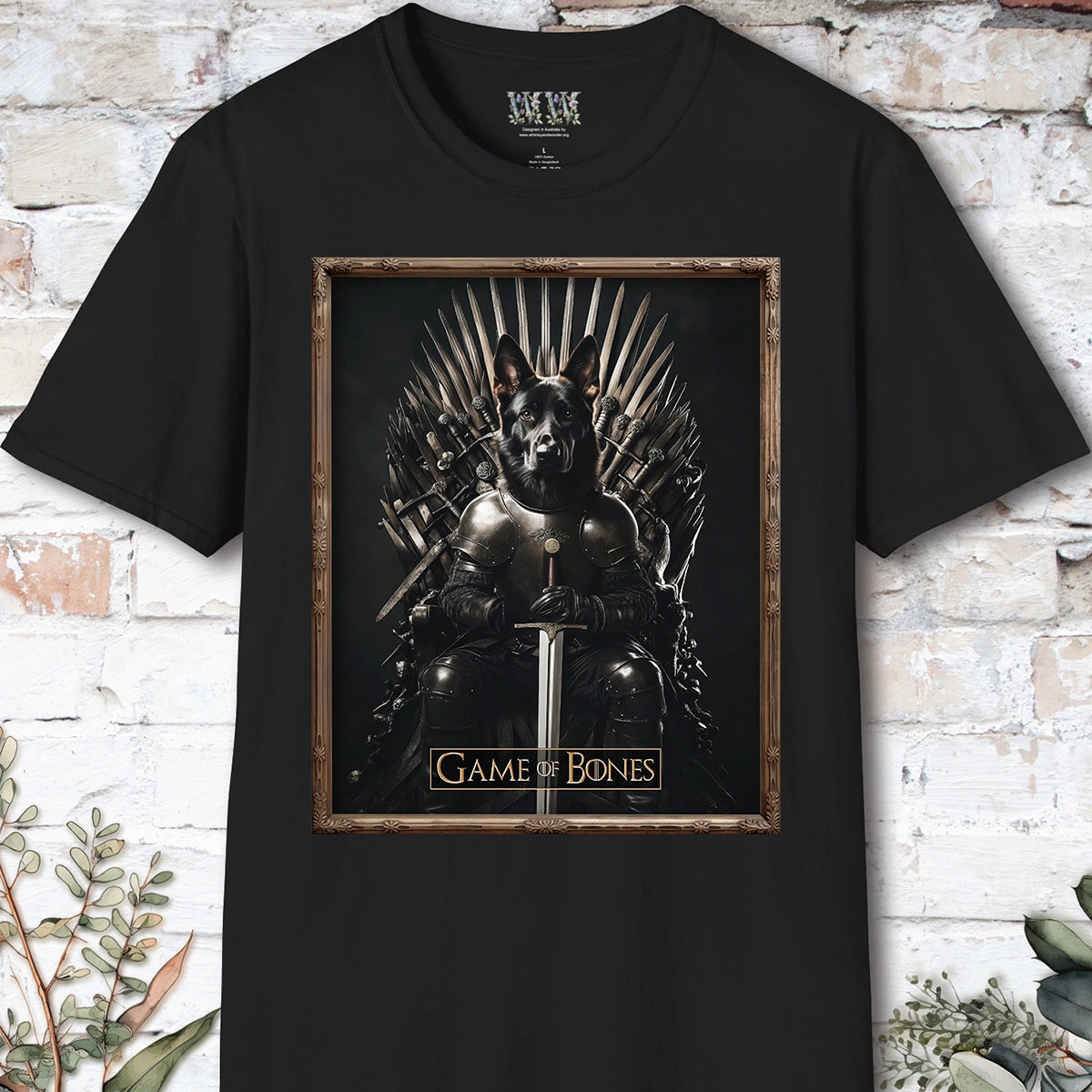 Black German Shepherd Game of Bones, Unisex T shirt
