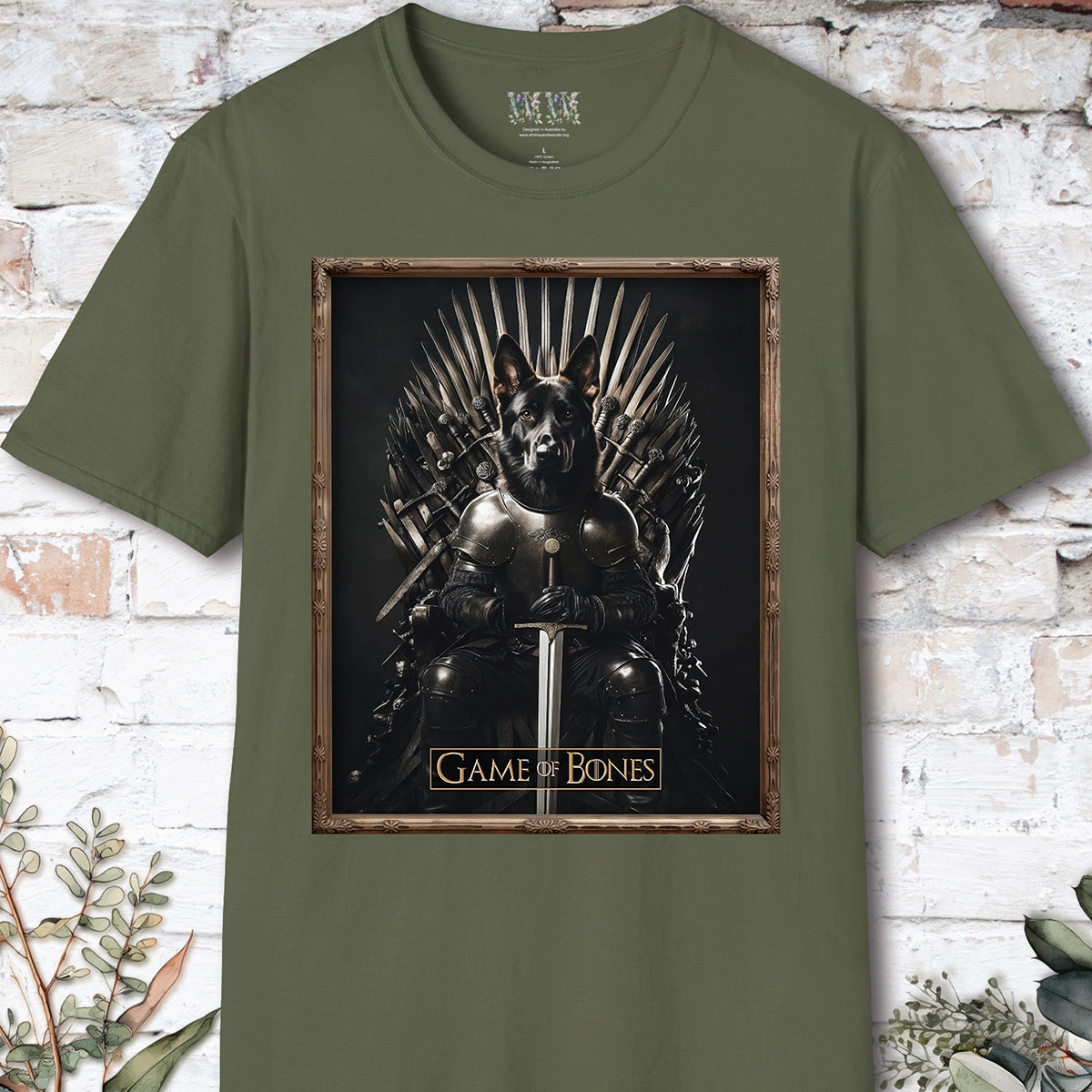 Black German Shepherd Game of Bones, Unisex T shirt