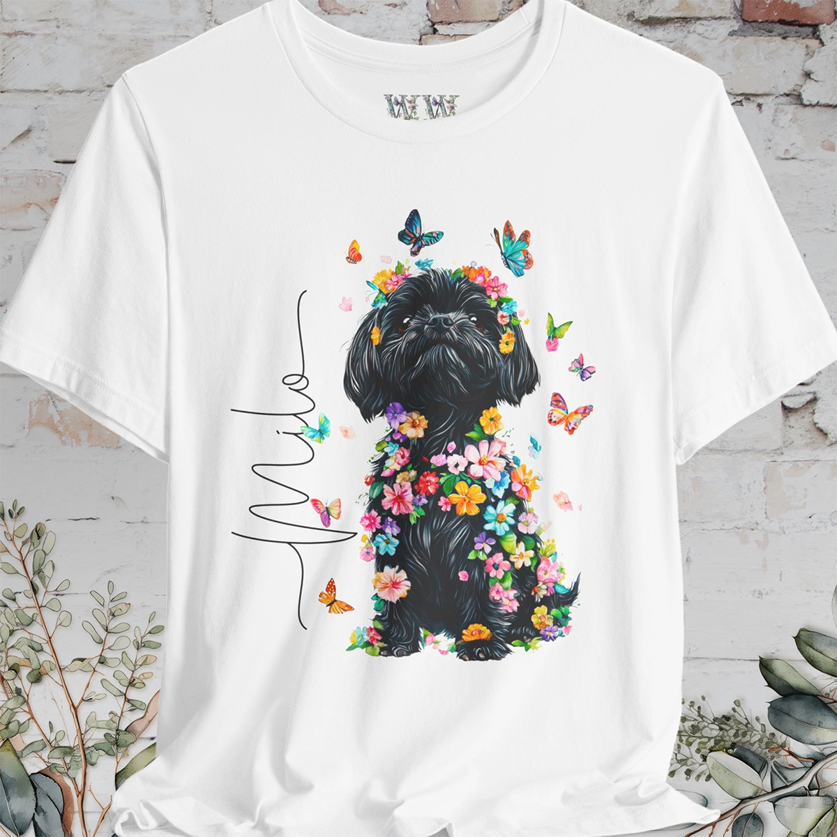 Black Shih Tzu Floral Personalized T shirt