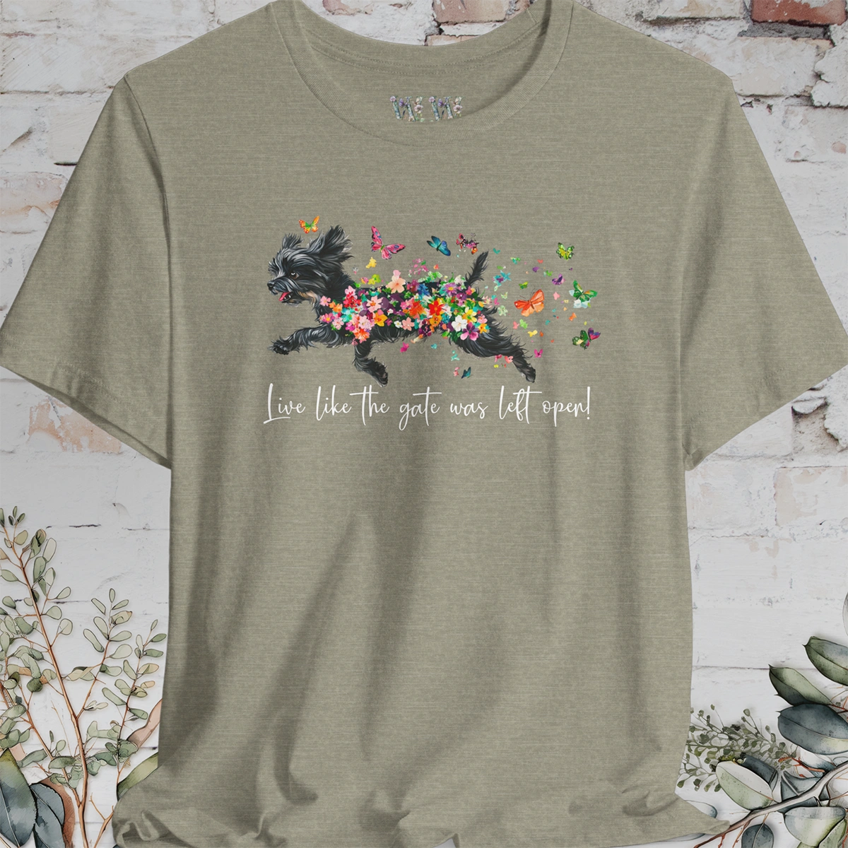 Black Shih Tzu 'Live like the gate was left open' T shirt