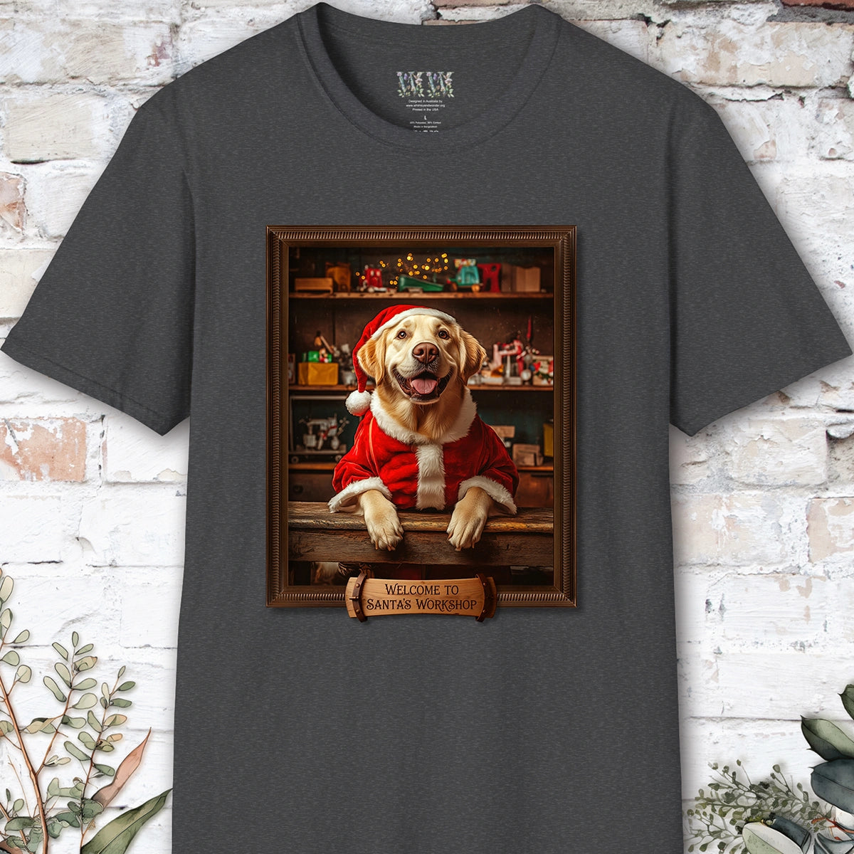 Blonde Labrador Santa's Workshop Unisex T shirt