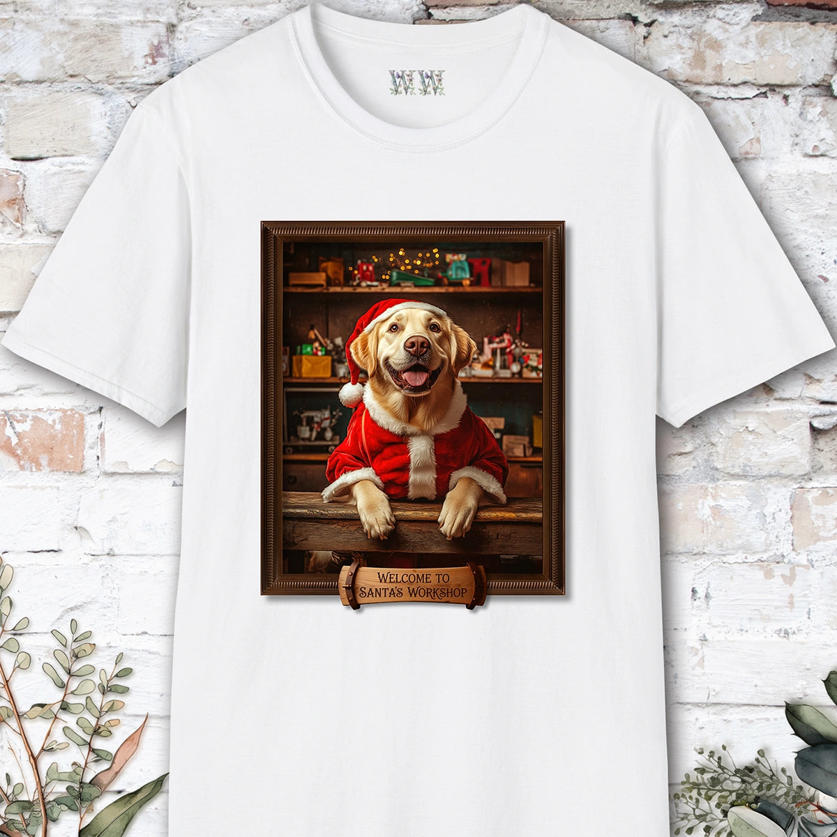 Blonde Labrador Santa's Workshop Unisex T shirt