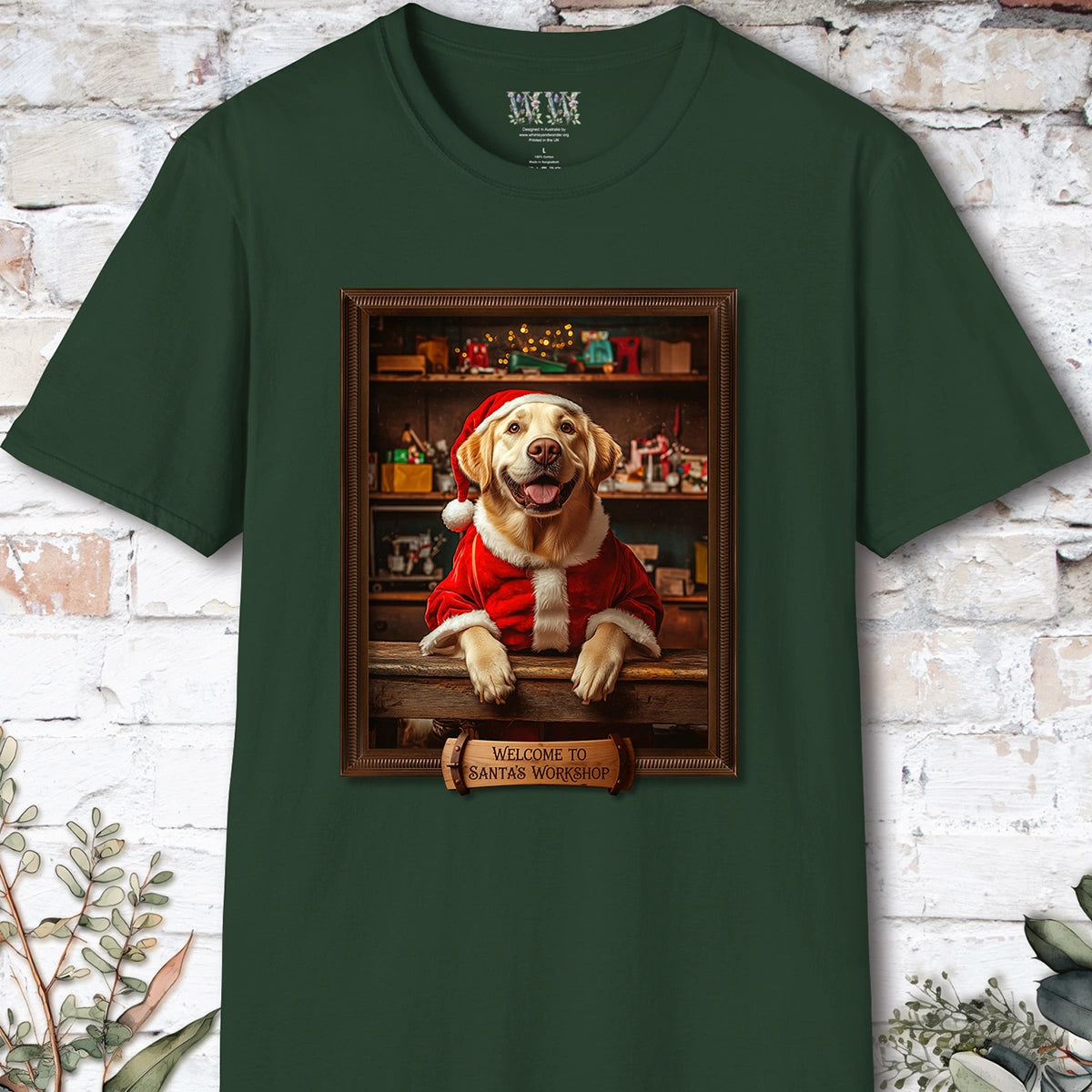 Blonde Labrador Santa's Workshop Unisex T shirt