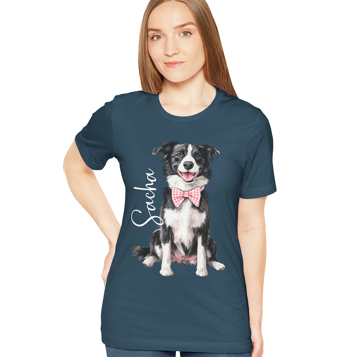 Border Collie #2 Bow Tie Personalized T shirt