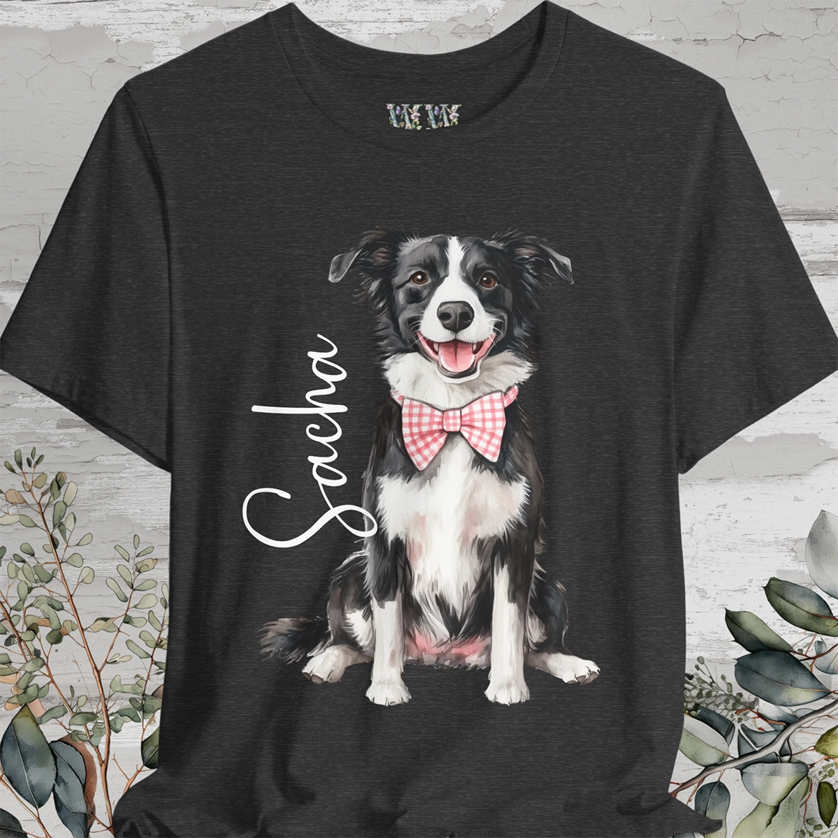 Border Collie #2 Bow Tie Personalized T shirt