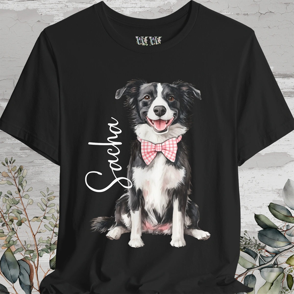 Border Collie #2 Bow Tie Personalized T shirt