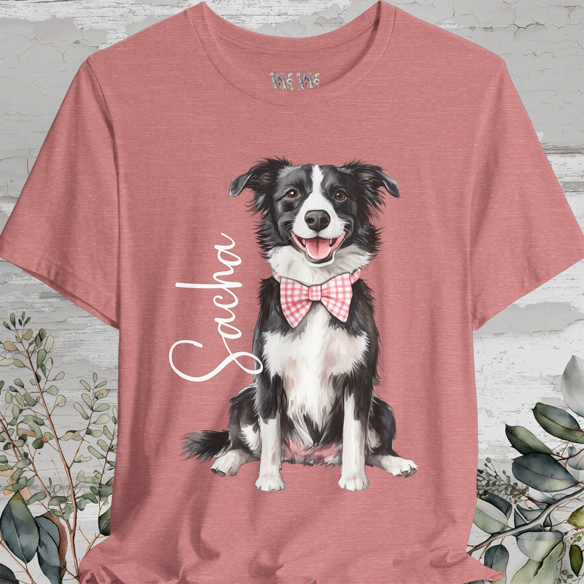 Border Collie #2 Bow Tie Personalized T shirt