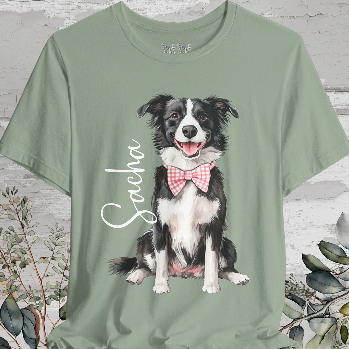 Border Collie #2 Bow Tie Personalized T shirt