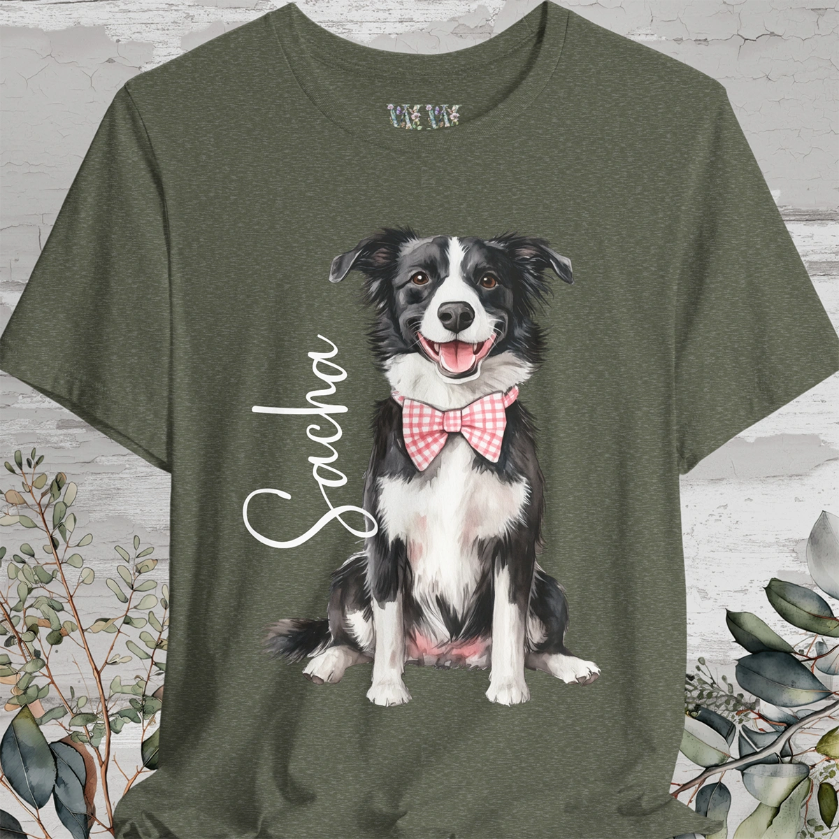Border Collie #2 Bow Tie Personalized T shirt