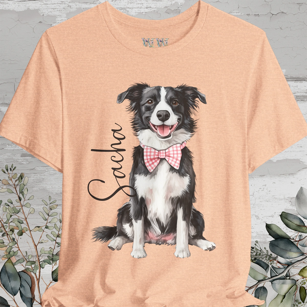 Border Collie #2 Bow Tie Personalized T shirt