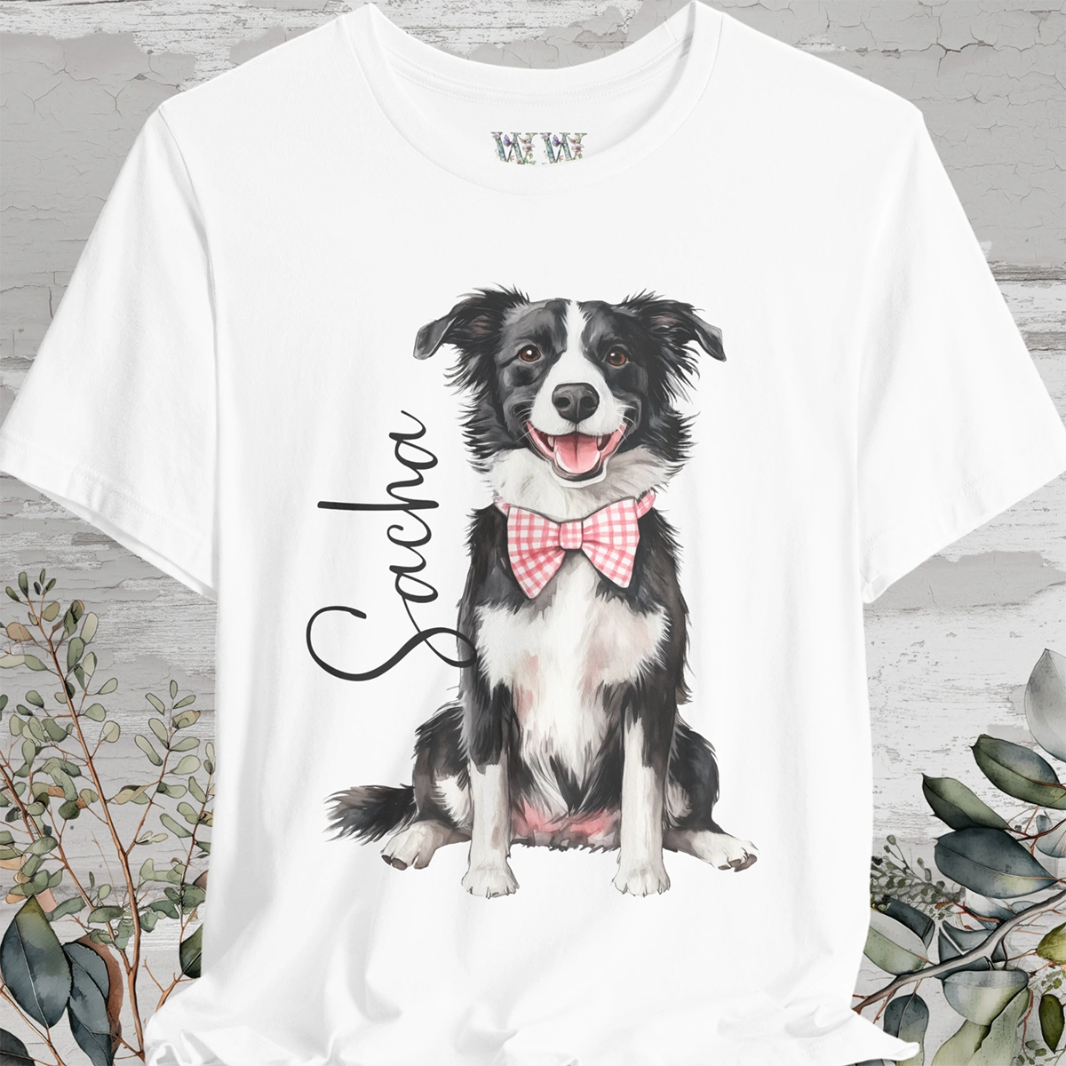 Border Collie #2 Bow Tie Personalized T shirt