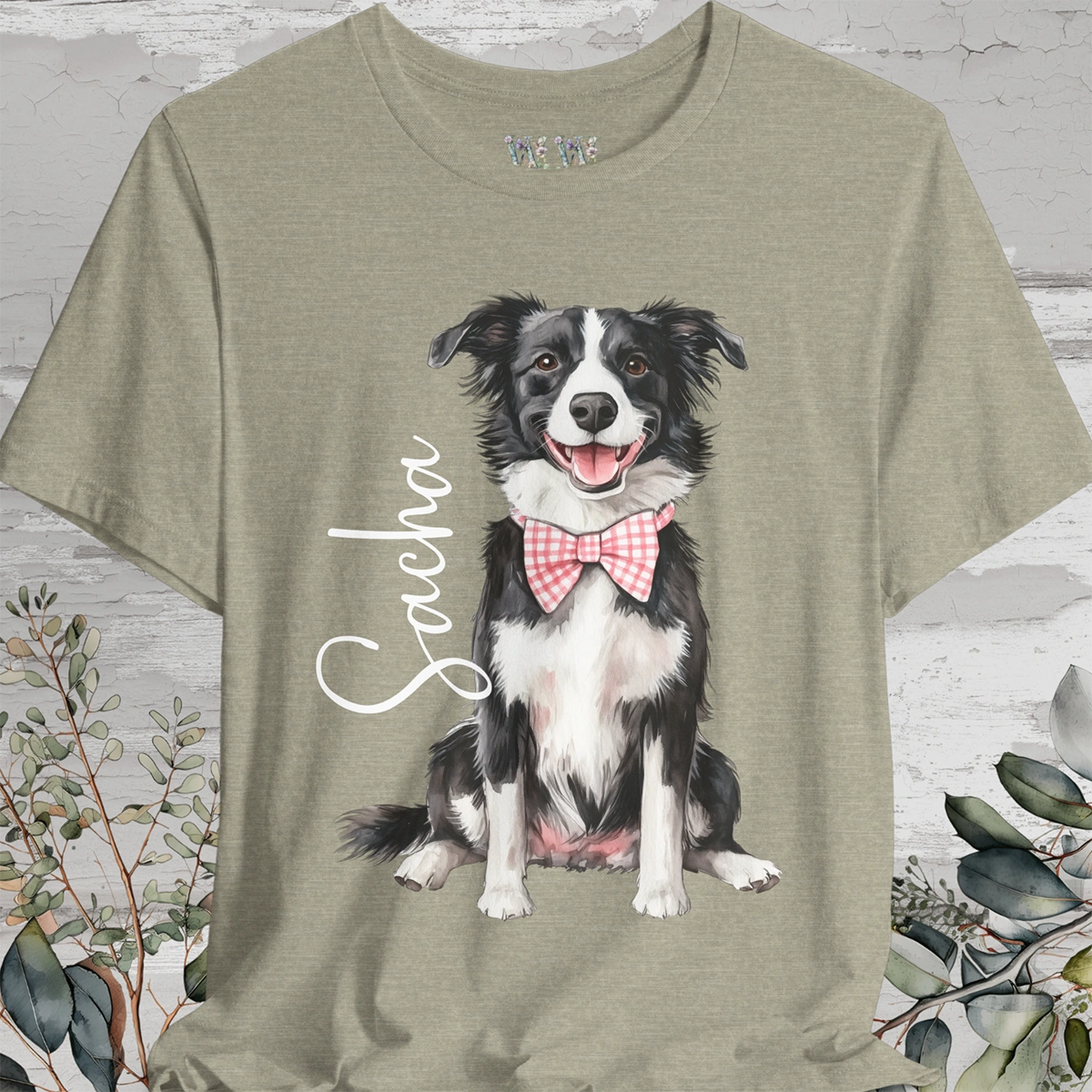 Border Collie #2 Bow Tie Personalized T shirt