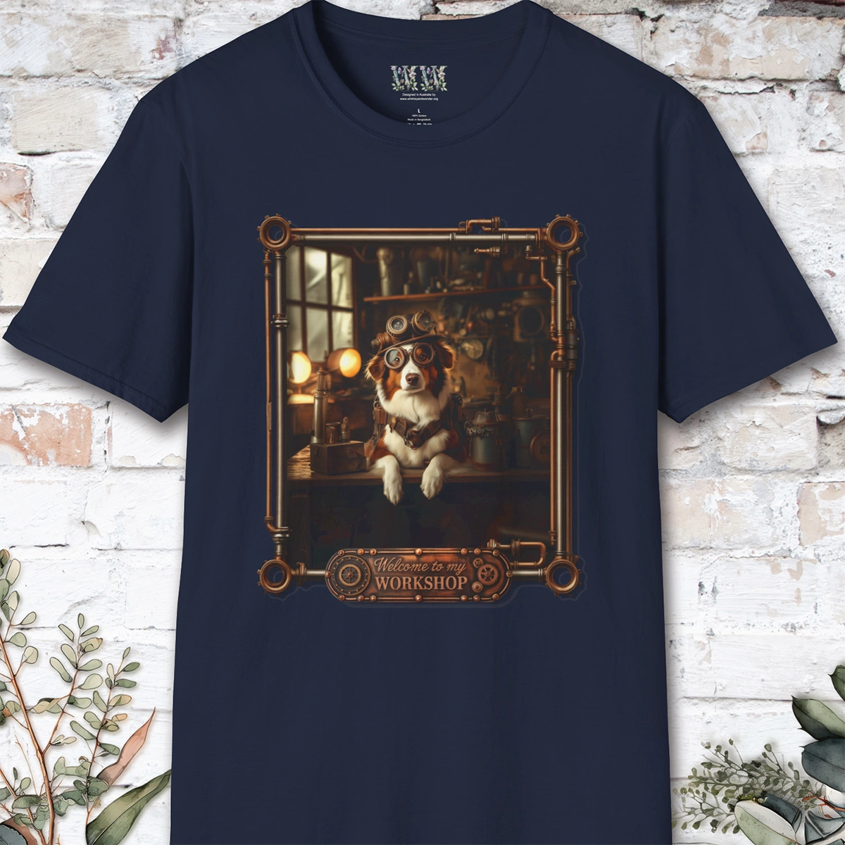Steampunk Red Merle Border Collie Unisex T shirt