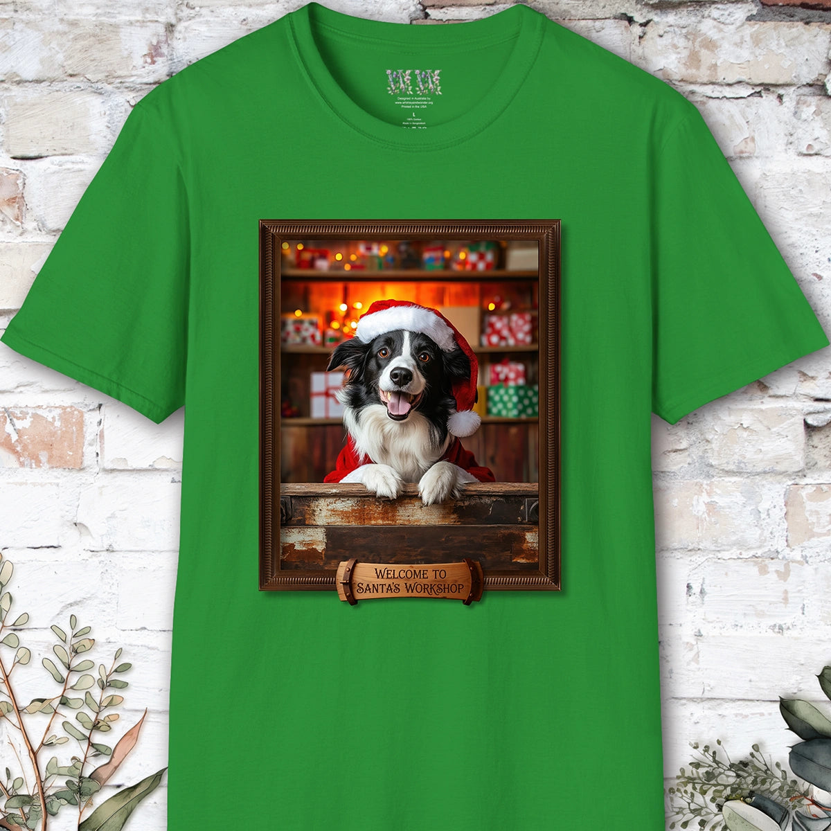 Border Collie Santa's Workshop Unisex T shirt