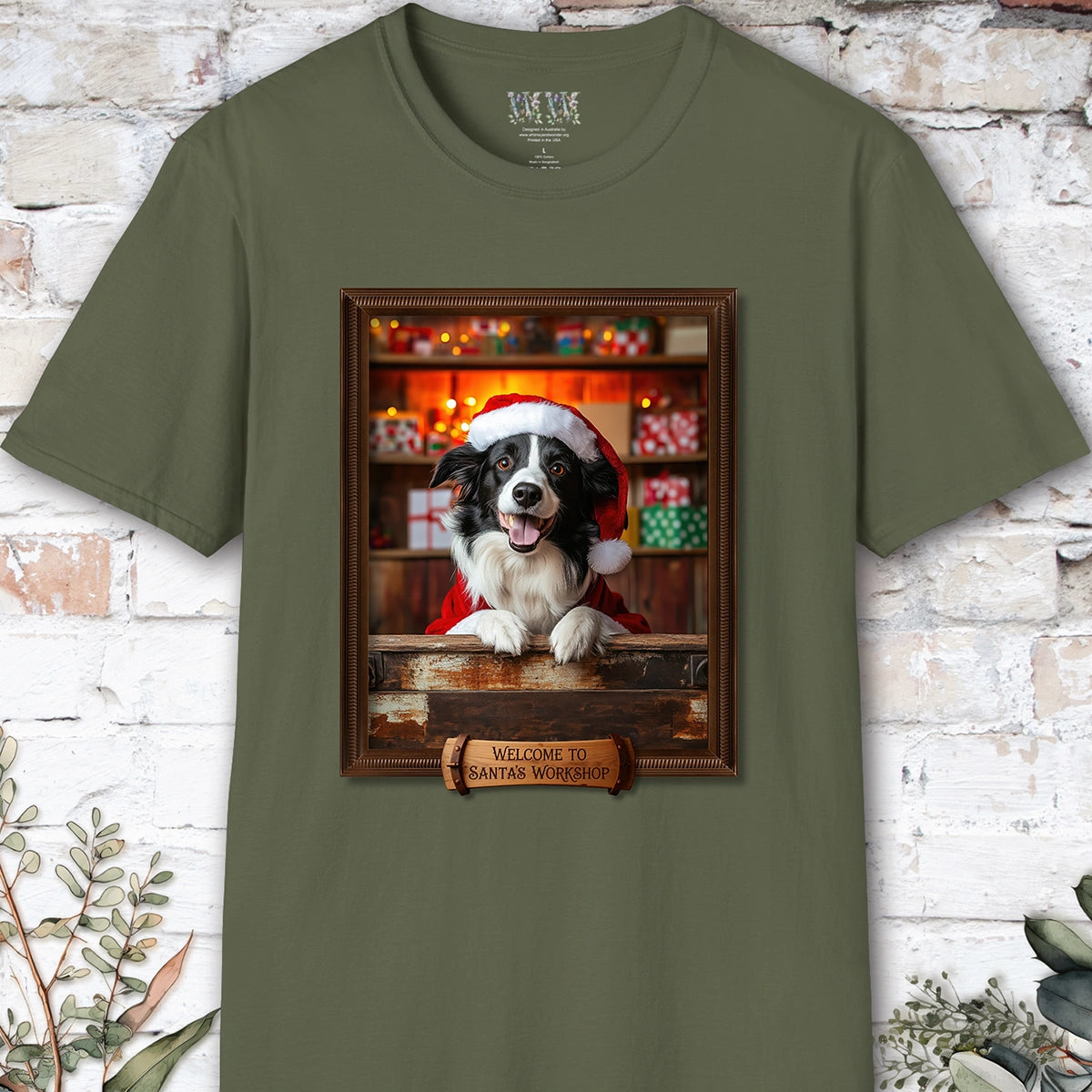 Border Collie Santa's Workshop Unisex T shirt