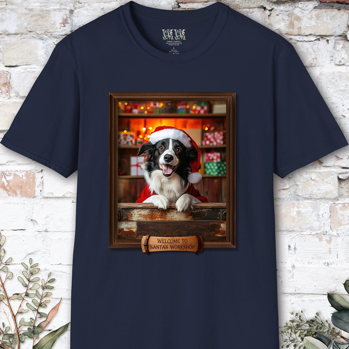 Border Collie Santa's Workshop Unisex T shirt